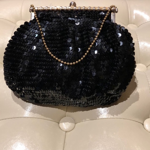 Vintage Special occasion black sequin handbag - Picture 2 of 8